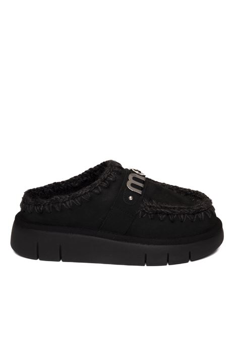 Black sheepskin sabot MOU | BOUNCE.CLOG531001A-BKB